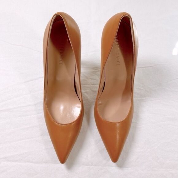 Sunetedance Women's Slip On Camel Faux Leather Pump Pointed Toe Stiletto Heel - Picture 2 of 7